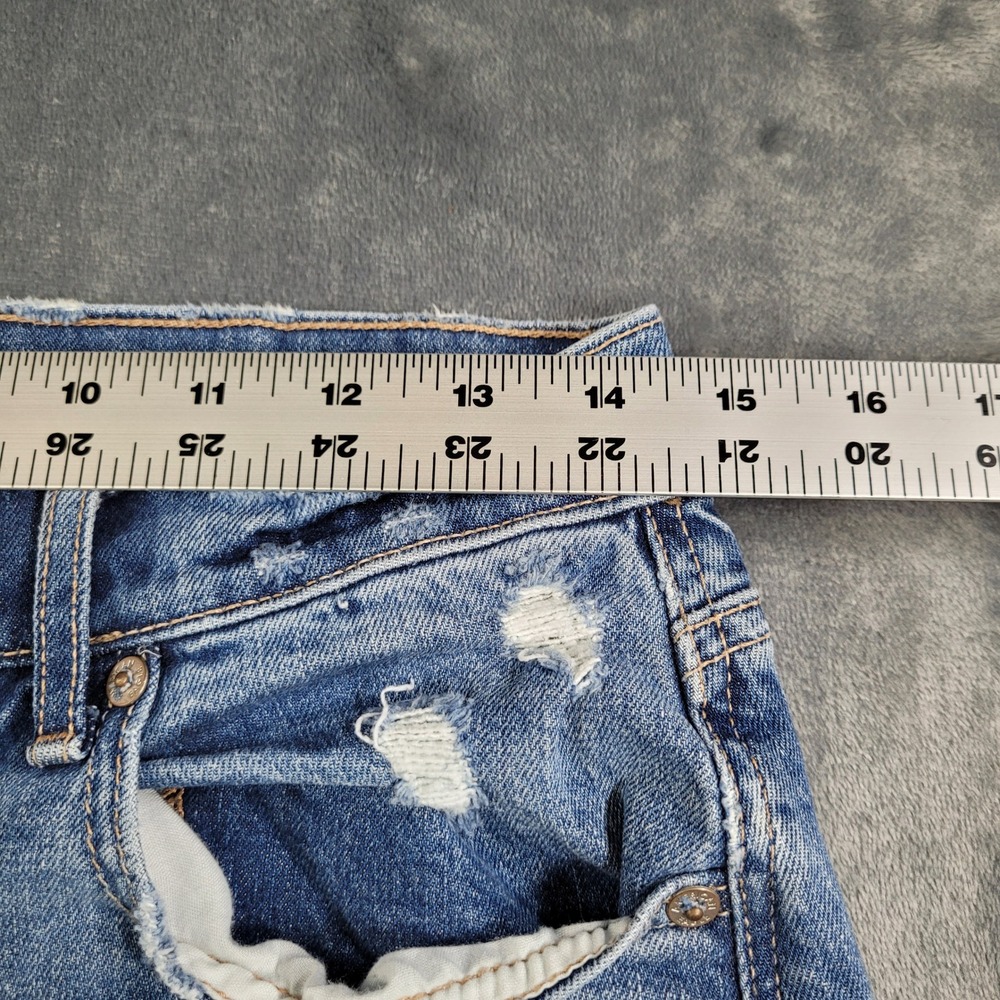 American Eagle Stretch Mom Jeans Womens 8 Regular Blue Distressed High Rise - Picture 6 of 8